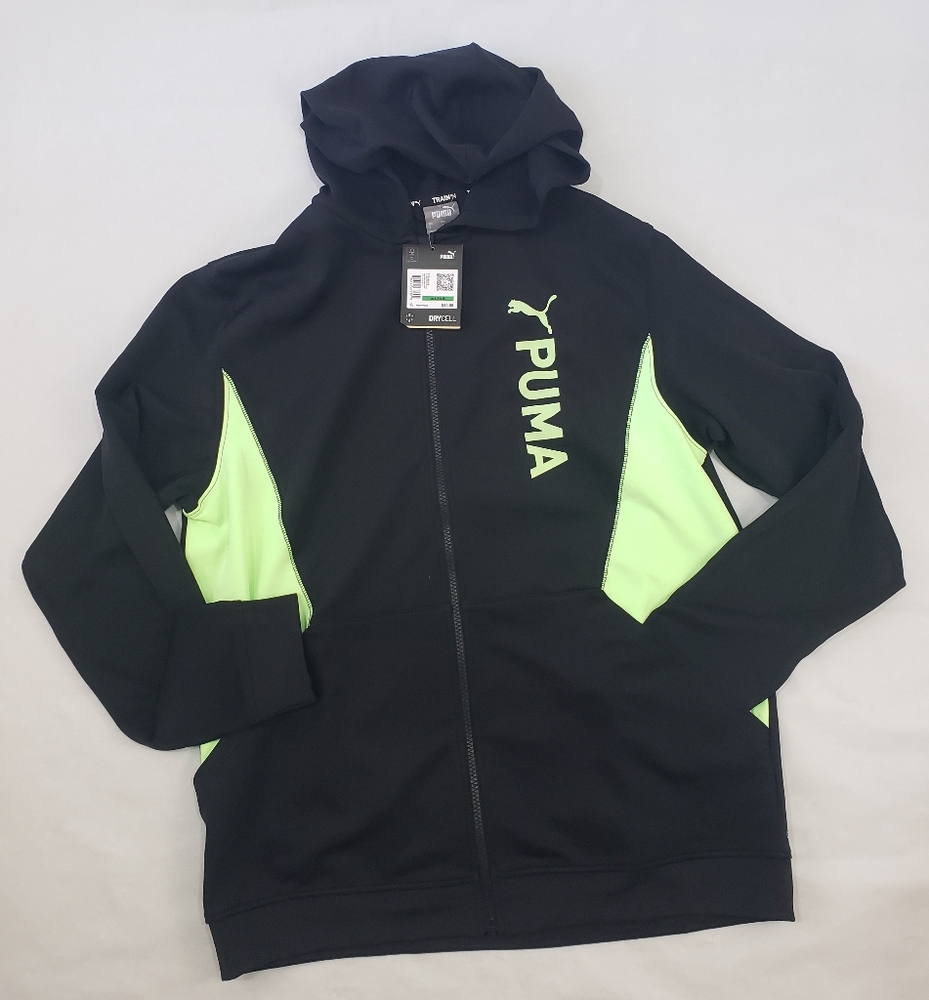 Puma Black and Neon Green Training Hoodie